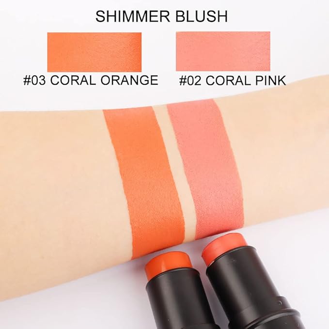 evpct 2Pcs Shimmer Orange Cream Blush Stick for