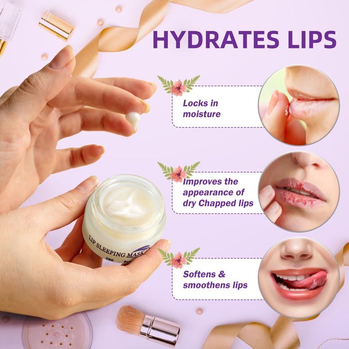 Bgtecho Lip Mask Overnight,Lip Collagen Lip Sleeping Mask With Peptide Complex,Moisturizing Lip Balm for Lip Care Cracked Lips,Dry Lips,Lip Wrinkles Repair,Nourish & Hydrate(20g)