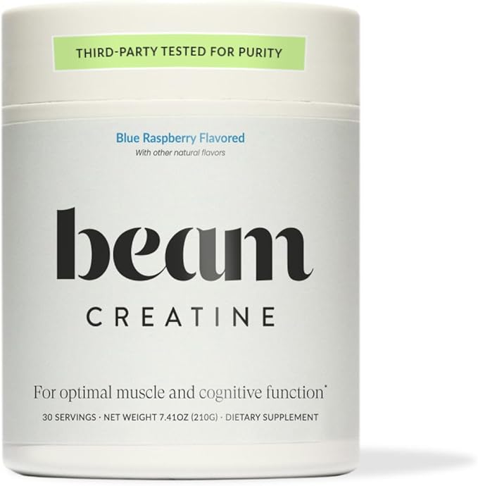 Beam Creatine Monohydrate Powder - Micronized Creatine for Muscle Growth, Strength, Endurance & Recovery - Fast-Dissolving, Workout Supplement for Men & Women, Keto & Vegan - 30 Servings