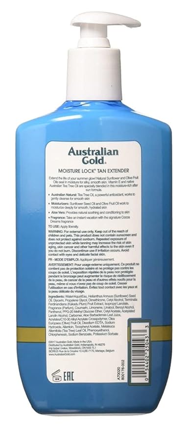 Australian Gold Moist Lock Tan Extender 16 Ounce Pump (473ml) (Pack of 3)