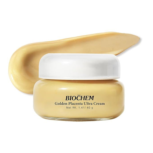 BIOCHEM Golden Placenta Ultra Cream – Anti-Aging Moisturizer w/Placenta Extract for Wrinkles, Fine Lines & Collagen Support, Natural Radiance, Firming, Toning & Hydrating for Face & Neck, 1.41 oz/40g