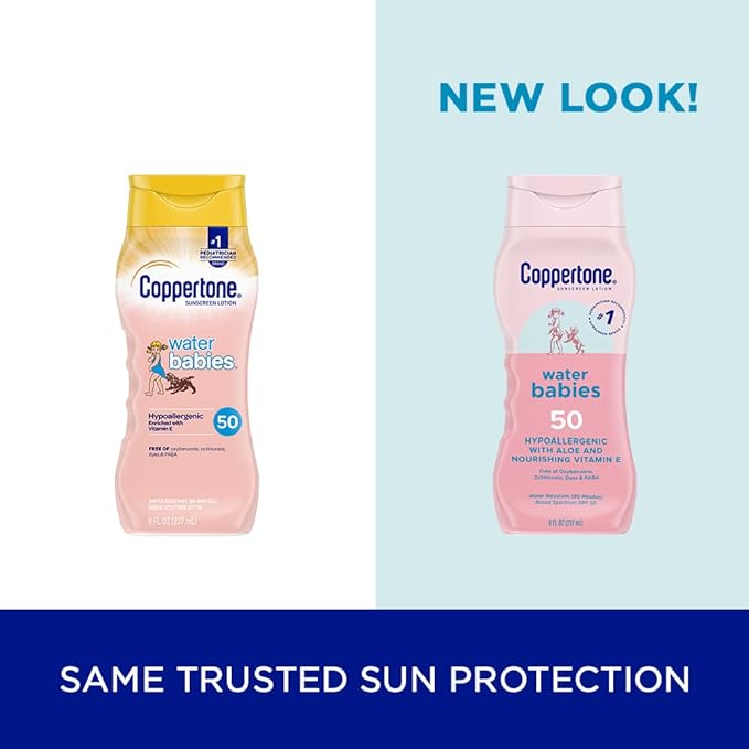 Coppertone WaterBabies SPF 50 Baby Sunscreen Lotion, Water Resistant Sunscreen for Babies, 8 Fl Oz
