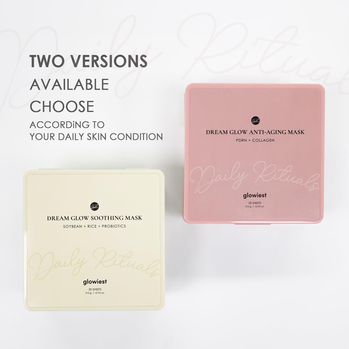 glowiest DREAM GLOW BEAUTY MASK (30ea) (Collagen + Salmon PDRN Daily Sheet Mask) – Korean Skincare Face Mask for Anti-Aging, Hydrating & Brightening, K-Beauty Facial Mask with Marine Collagen & PDRN