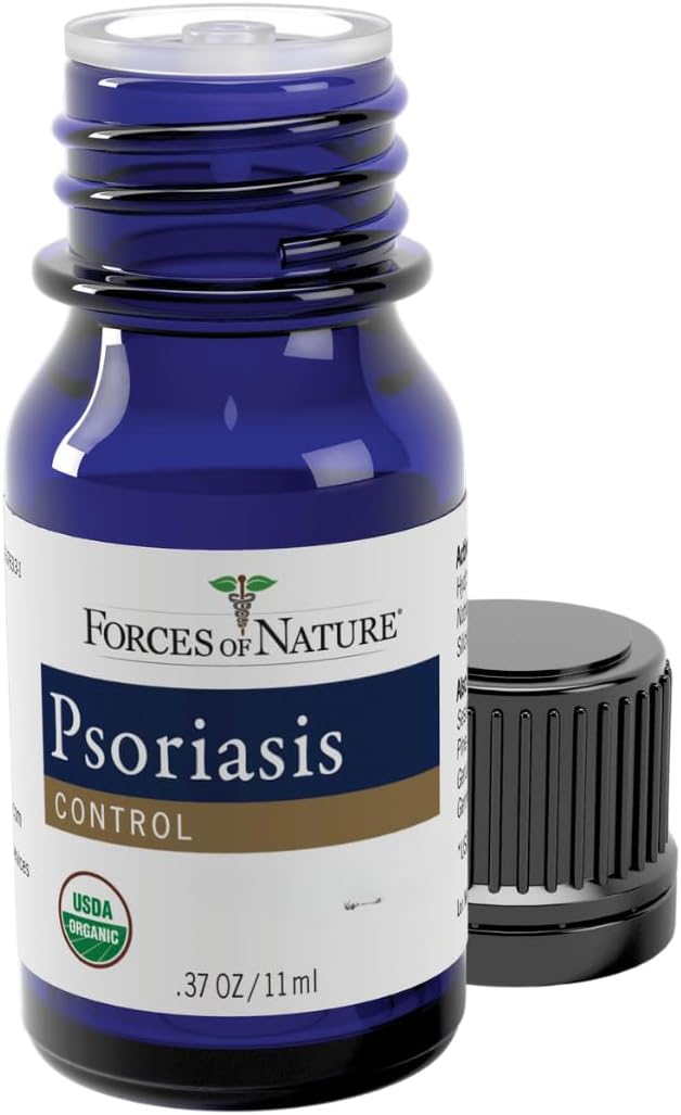 Forces of Nature Psoriasis Treatment, Organic Homeopathic Medicine, 0.37 Fl Oz, Psoriasis Control for Scalp & Skin Care, Multi Symptom Dry Skin Relief