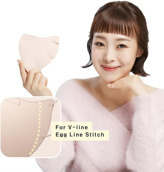 HOMSSEM [25pcs] VIUUM Deluxe Korean Face Color Mask– Soft and Durable Korea Face Mask for Adults –2D 4-Layer Filter 6Color (Pink beige-Large)