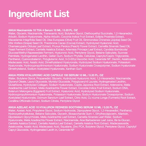 Anua Serum Discovery Trio, Mini Face Serum Travel Size Kit with Hyaluronic Acid, Niacinamide & Azelaic Acid, Hydrating Soothing Gift Set for Women, Korean Skincare Set -10ml/0.33fl.oz × 3EA
