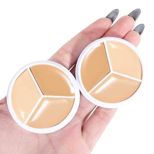 Kaely 2Pcs Tri Color Concealer Pot,Color Correcting Concealer de ojeras,01