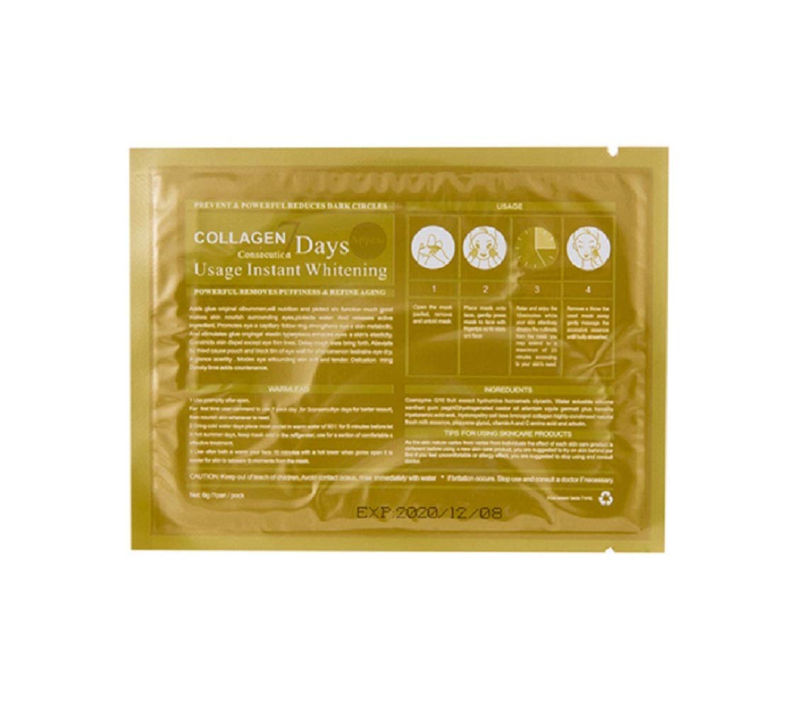 Gold Bio Collagen Crystal Mask Set - 5 Pairs Gold Eye Mask and 5 Pcs Gold Lip Mask, Anti Aging Eye and Lip Mask,