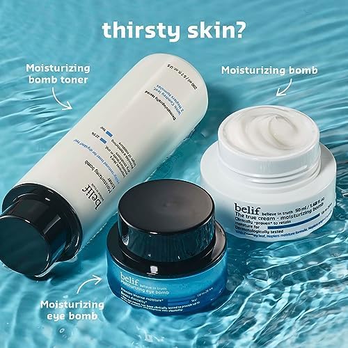 belif Moisturizing Bomb Hydrating Toner - Ceramide Milky Texture, Strengthens Skin Barrier, Soothing & Repair Serum Essence, Ultra-Hydrating 2-in-1 Toner & Moisturizer, Korean Skincare, 5.07 Fl Oz