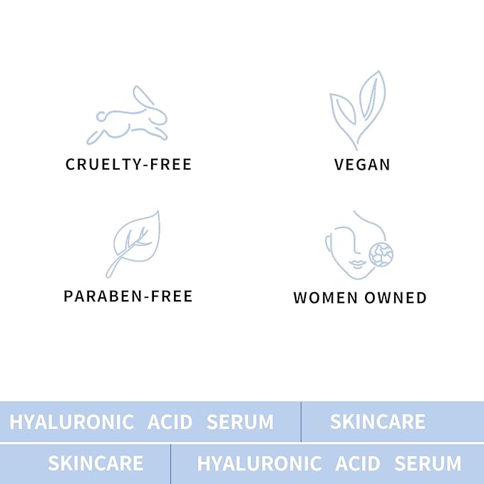 Hyaluronic Acid Serum for Face, Brightening Serum - Even Skin Tone, 100% Pure Anti Aging, Intense Hydration Moisture Non greasy Paraben Free, Water-based Skincare for Face (2 Oz)