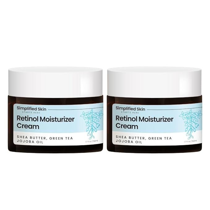 Simplified Skin Retinol Cream for Face – With 2.5% Retinol, Vitamin E & Hyaluronic Acid for Anti-Aging & Wrinkles - Hydrating Night Moisturizer – 1.7Oz