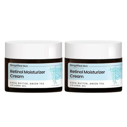 Simplified Skin Retinol Cream for Face – With 2.5% Retinol, Vitamin E & Hyaluronic Acid for Anti-Aging & Wrinkles - Hydrating Night Moisturizer – 1.7Oz