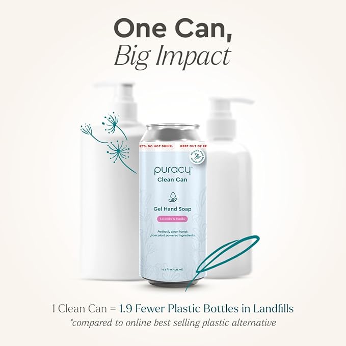 Puracy Gel Hand Soap Clean Can Refill - Plant-Powered Natural Hand Soap As Seen on TikTok, Non-Toxic, Sulfate-Free Liquid Soap, Moisturizing Handwash Liquid Gel (Lavender & Vanilla, 14.4 fl oz)