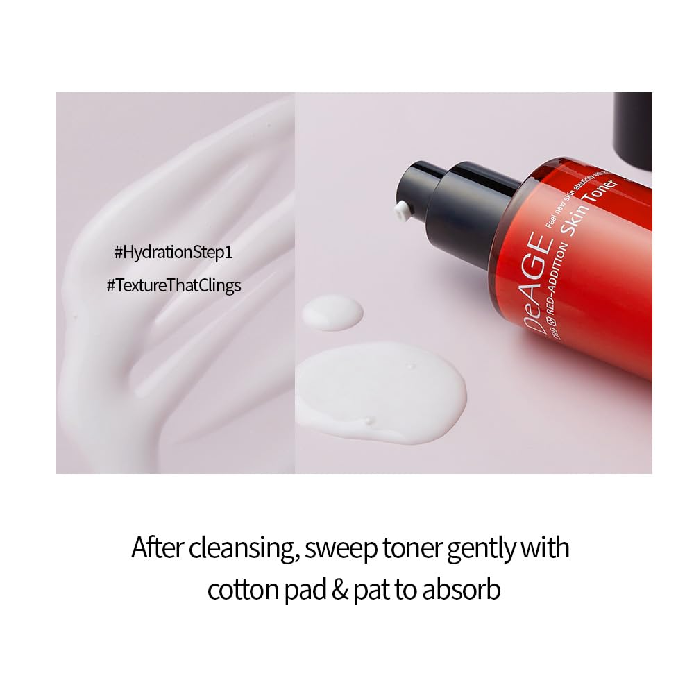 CHARMZONE DeAge Red Addition (New Version) Korean Skincare Set – Anti-Aging Toner & Emulsion Duo (100ml / 3.38 fl.oz Each) with Red Wine, Pomegranate & Tomato for Hydration, Firming & Radiance