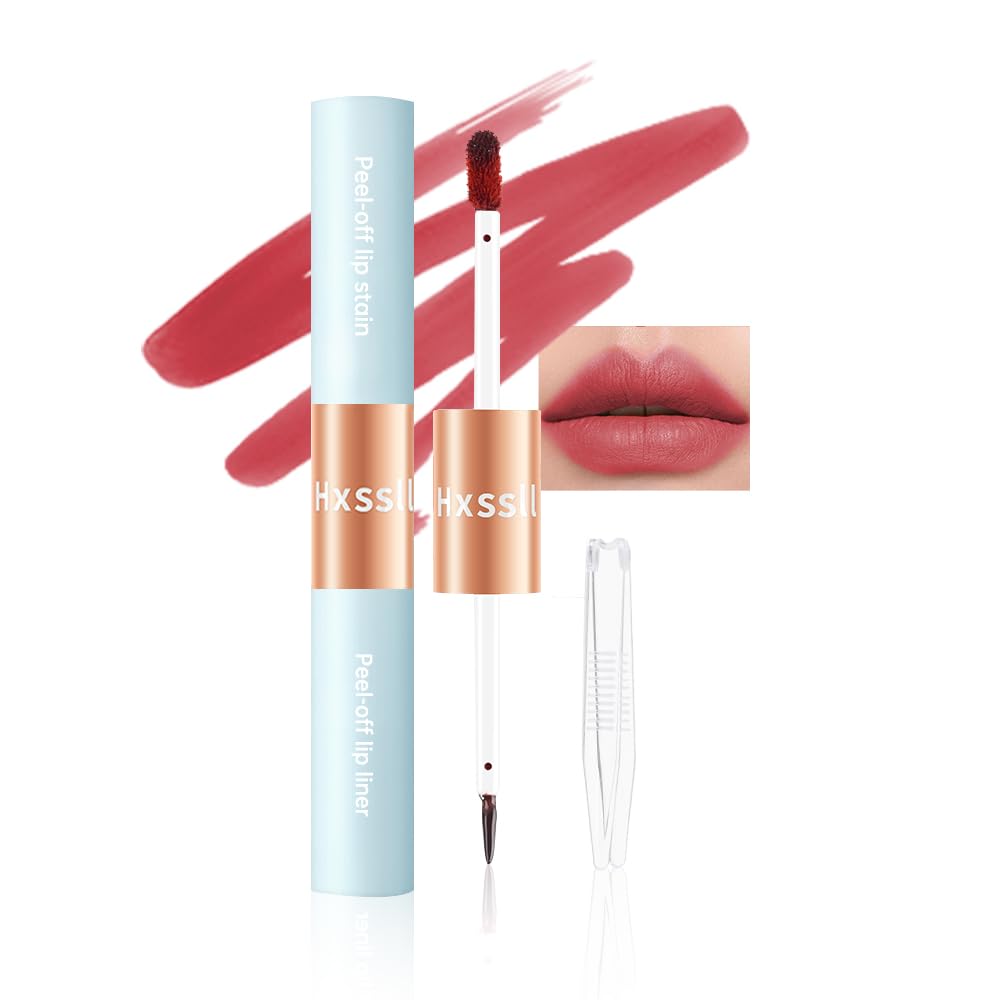 Hxssll Matte Lip Stain Peel Off Lip line Tattoo, Peel-off Lip Stain Masque - All Day Peel Off Lip Tint，Long Lasting Waterproof Transfer-proof Lip Mask Lip Color Peel Off Lip Gloss,Stay Lip Makeup 04#