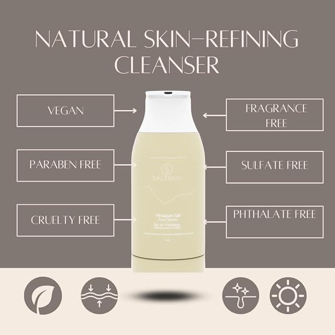 Himalayan Salt Facial Cleanser with Vitamin E and Tea Tree Oil, Moisturizing and Hydrating Face Wash for Normal to Combination Skin, Deep Cleansing Face Cleanser To Balance Skin pH, Vegan 300ml