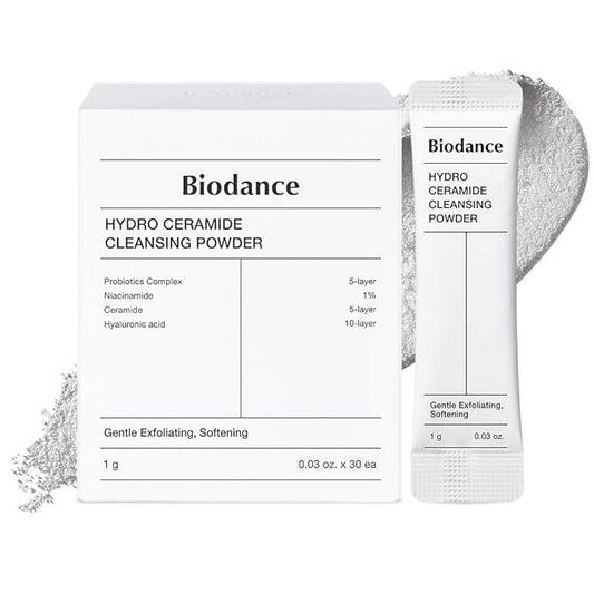 Biodance Hydro Ceramide Cleansing Powder, Gentle Exfoliating Daily Facial Cleanser with Hyaluronic Acids & Ceramides, Enzyme Powder | 0.03 oz x 30ea