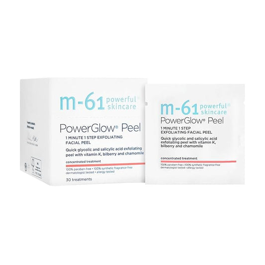 m-61 PowerGlow Peel | Exfoliating Facial Peel With Glycolic, Salicylic Acid. 1 Minute, 1 Step - 30 Treatments