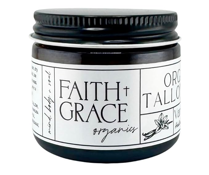 Organic Tallow Balm, Vanilla and Manuka Honey, All-purpose Moisturizer, Safe for sensitive skin, Healing balm, 2 oz glass jar