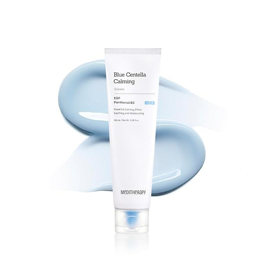 Blue Centella Calming Cream - Hydrating Korean Face Moisturizer - Rapid Soothing Moisturizer Face Cream for All Types - Strengthening Skin Barrier for Glowing Skin - Non-Clogging Pore 3.38 fl oz.