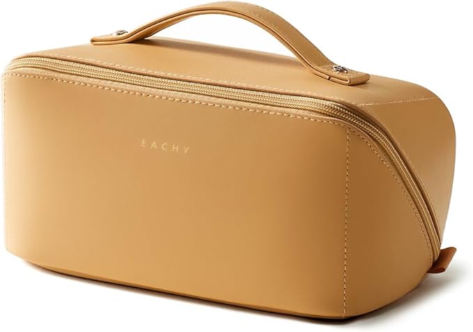 EACHY Travel Makeup Bag,Large Capacity Cosmetic Bags for Women,Waterproof Portable Pouch Open Flat Toiletry Bag Pattern Makeup Bag