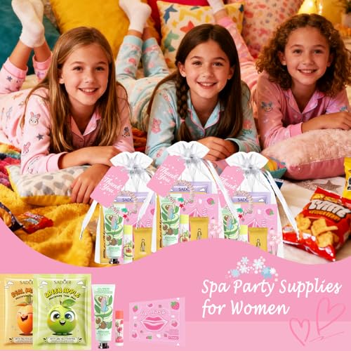 100Pcs Spa Party Supplies for Girls,Spa Party Favors Skincare Fruit Face Masks,Lip Masks,Under Eye Patches,Hand Cream,Lip Balm,Thank You Gifts Bulk,Spa Birthday Sleepover Party Supplies for Women