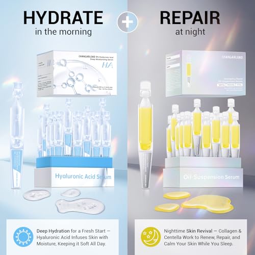 Ultra Hydrating Set: 5% Hyaluronic Acid + Emergency Repair Oil Suspension Serum for Sensitive, Dry & Damaged Skin | Instant Lift & Firming, Soothing for Face 90ml (Hyaluronic+Oil Serum 2pcs)