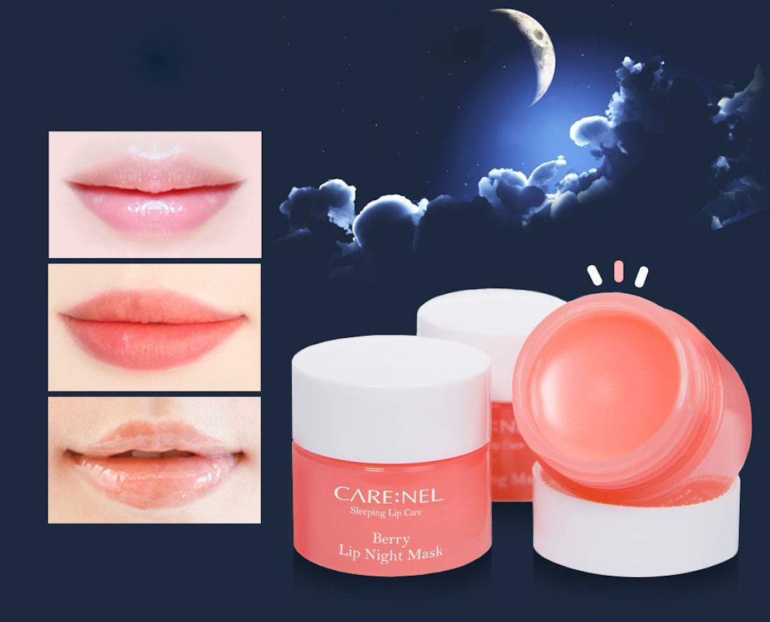 CARENEL Lip Sleeping Mask 5g (Berry 3Set) - Moisturizer for Dry Lips - Overnight Treatments Balm, Day and Night Repair Gloss, Scrubs Exfoliator