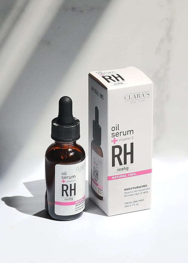 CLARA'S NEW YORK 100% Natural Rosehip Facial Oil Serum with Vitamin E – Hydrating, Anti-Aging Face Oil for Fine Lines & Wrinkles – Lightweight, Non-Greasy – 30ml – Made in USA
