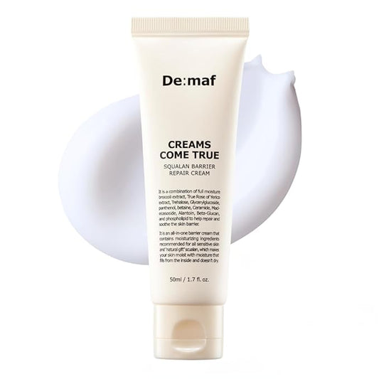 Creams Come True Squalane Barrier Repair Cream | Korean Face Moisturizer with Squalane Oil, Ceramides & Panthenol | K Beauty Skincare for Glass Skin (1.7 fl oz)