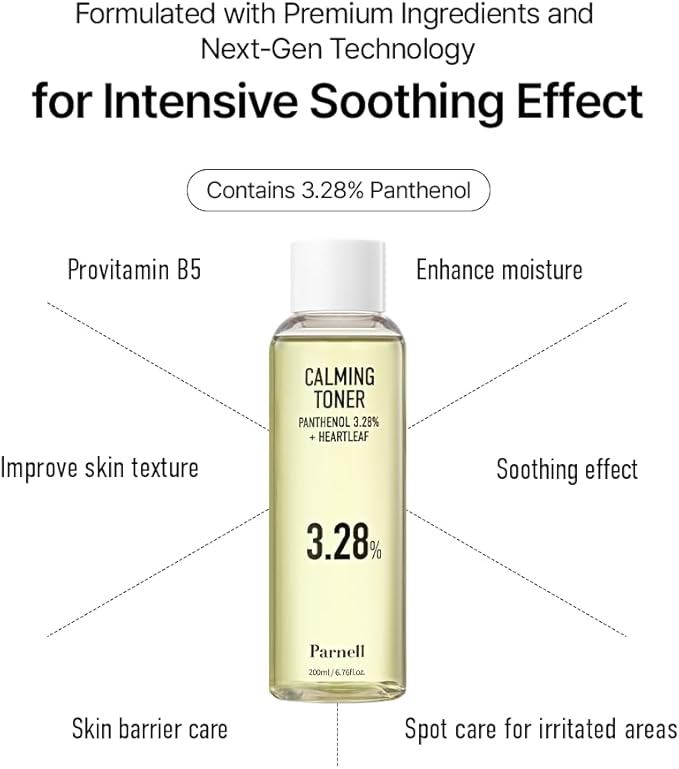 Parnell Panthenol 3.28% | 200ml / 6.76 fl.oz. | Heartleaf Calming Toner 200ml, Soothing Hydrating Toner, Korea Skin Care, Korea Beauty