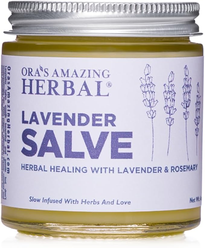 Ora's Amazing Herbal, Lavender Salve Balm, Drawing Salve with Lavender Essential Oil, Natural Skin Moisturizers, Repair Ointment for Irritated Skin, Aromatherapy for Relaxation Massage 4 oz