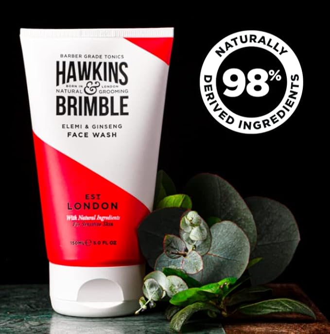 Hawkins & Brimble - Mens Face Wash, 150ml - Aloe Vera Face Wash for Sensitive Skin, Cool Assist in Removal of Excess Oil, Soothe, Refresh, Cleansing & Remove Dirt - Elemi & Ginseng Signature Fragrance