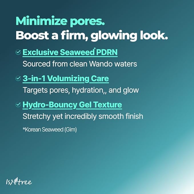 ISNTREE Gim PDRN Hydro Bouncy Ampoule 50ml, 1.69 fl oz | Korean SEAWEED Skincare Facial Serum | Water Jelly Texture | Hydrating & Firming | Multi-Hyaluronic Acid + Collagen Boost | Pore-Refining Glow