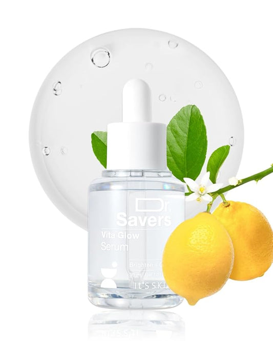 IT’S SKIN Dr.Savers Vita Glow Serum 1.01 fl.oz, Glow Face Serum with Niacinamide and Vitamins, Crystal Clear, Lightweight Watery Texture for Even Skintone, Radiance Boost Korean Skincare