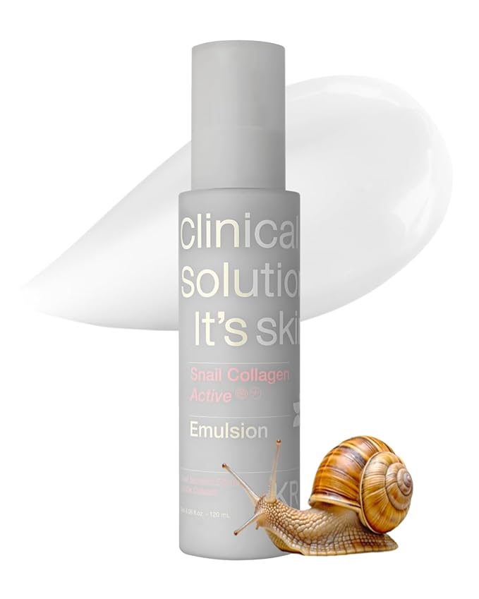 It'S SKIN Snail Collagen Active Emulsion 4.05 Fl Oz, lightweight hydrating & firming lotion with snail mucin, dual collagen, and chestnut extract for pore care and smooth skin, Korean Skincare