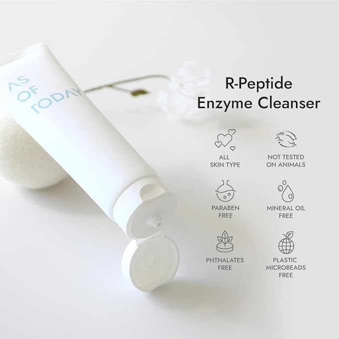 R-Peptide Enzyme Cleanser – Gentle Daily Face Wash for Sensitive Skin | Hydrating, Brightening, Anti-Aging Formula | Clean Beauty by AS OF TODAY, 3.3 fl oz