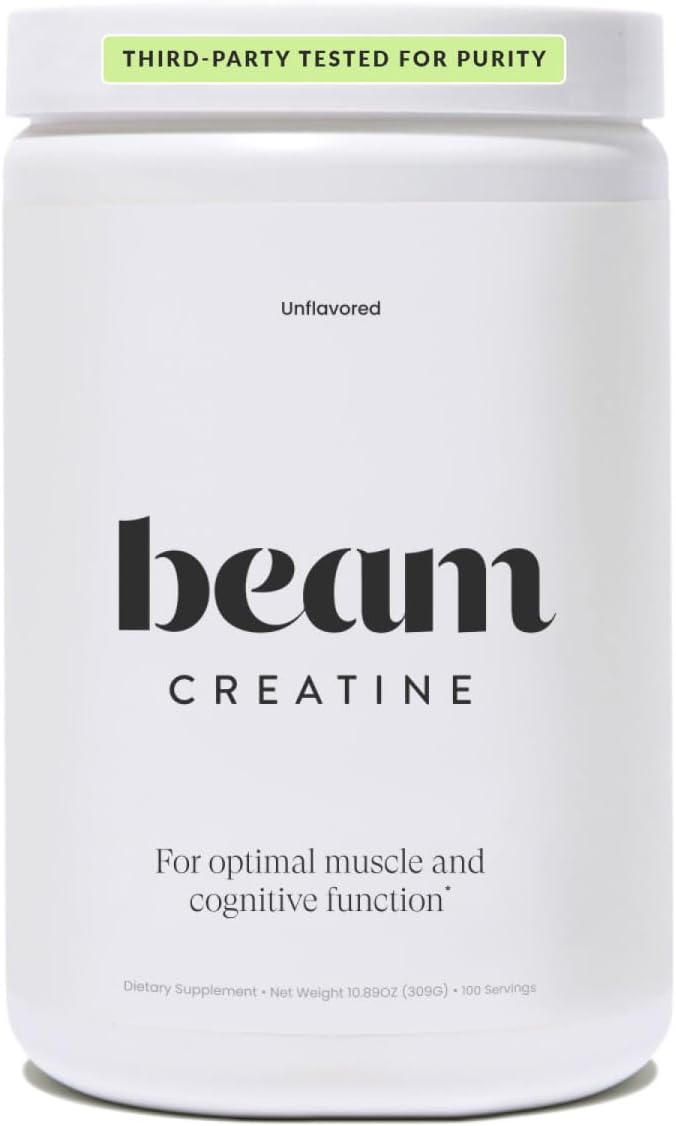 Beam Creatine Monohydrate Powder - Micronized Creatine for Muscle Growth, Strength, Endurance & Recovery - Unflavored, Fast-Dissolving, Workout Supplement for Men & Women, Keto & Vegan - 100 Servings