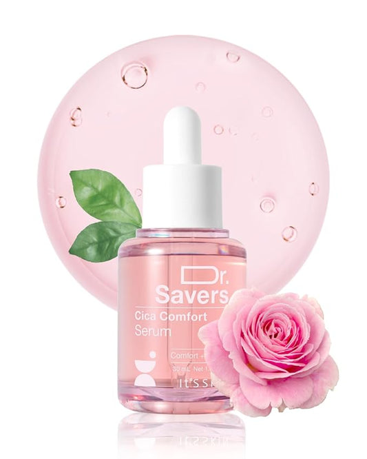 IT’S SKIN Dr.Savers Cica Comfort Serum 1.01 fl.oz, Calming and Soothing Face Serum with Centella Asiatica, Rose Water, Pink Vitamin Complex, Lightweight Hydration for Sensitive Skin, Korean Skincare