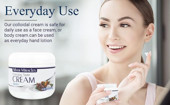 Silver Miracles Colloidal Silver Cream - 4oz - Colloidal Silver Skin Healing Cream - Scent And Dye Free - Moisturizes Dry Skin - Made With 99.999% Pure Silver