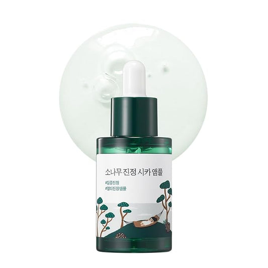 ROUND LAB Pine Calming Cica Ampoule 1.01 Fl Oz, Hydrating and Soothing Serum with Pine Cica and Hyaluronic Acid for Skin Barrier Strengthening, Gentle Exfoliation, and Deep Moisture, Korean Skincare