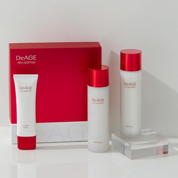 CHARMZONE DeAge Red Addition Classic Skin Care Set (New Version) – 3-Piece Anti-Aging Kit with Toner, Emulsion & Cream – Red Wine, Pomegranate & Tomato for Hydration, Firming & Radiance