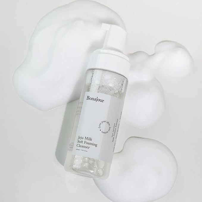 [BONAJOUR] Jeju Milk Soft Foaming Low pH Cleanser, Natural Face Wash For sensitive skin for Daily Face Washing 5.3 Fl. Oz