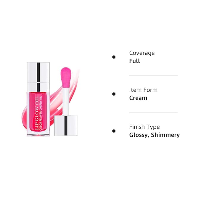 Plumping Lip Oil, Hydrating Gloss Tinted Lip Balm Transparent Lip Care, Big Brush Head Glitter Shine, Long Lasting Nourishing Non-sticky Fresh Texture