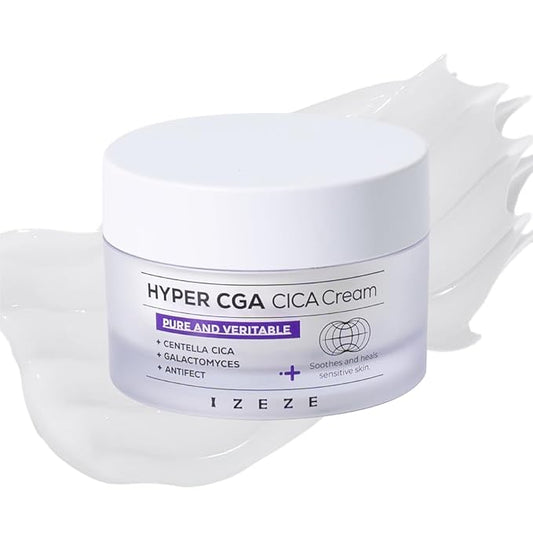 IZEZE Hyper CGA Cica Cream 1.69 fl.oz, 50ml | Centella Asiatica for Calming, Korean Skincare Cream for Soothing, Acne Prone Skin, Low Irritation for Sensitive Skin, Skincare Coreano