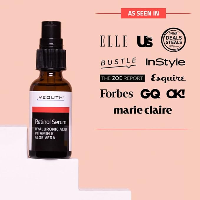 YEOUTH Retinol Serum for Face with Hyaluronic Acid & Vitamin E, Hydrating Retinol Face Serum, Skin Care Suitable for All Skin Types 1oz