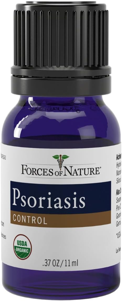 Forces of Nature Psoriasis Treatment, Organic Homeopathic Medicine, 0.37 Fl Oz, Psoriasis Control for Scalp & Skin Care, Multi Symptom Dry Skin Relief