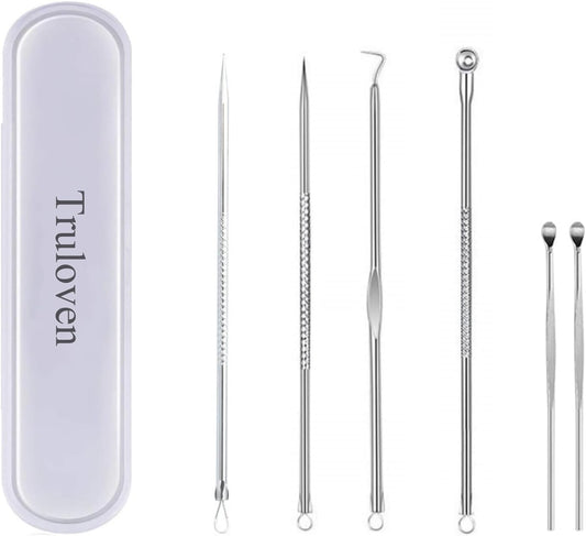 Truloven 6PCS Blackhead Remover, Blackhead Extractor, Pimple Extractor, Pimple Popper Tool Kit, Stainless Steel Blackhead, Facial Cleaning Tool