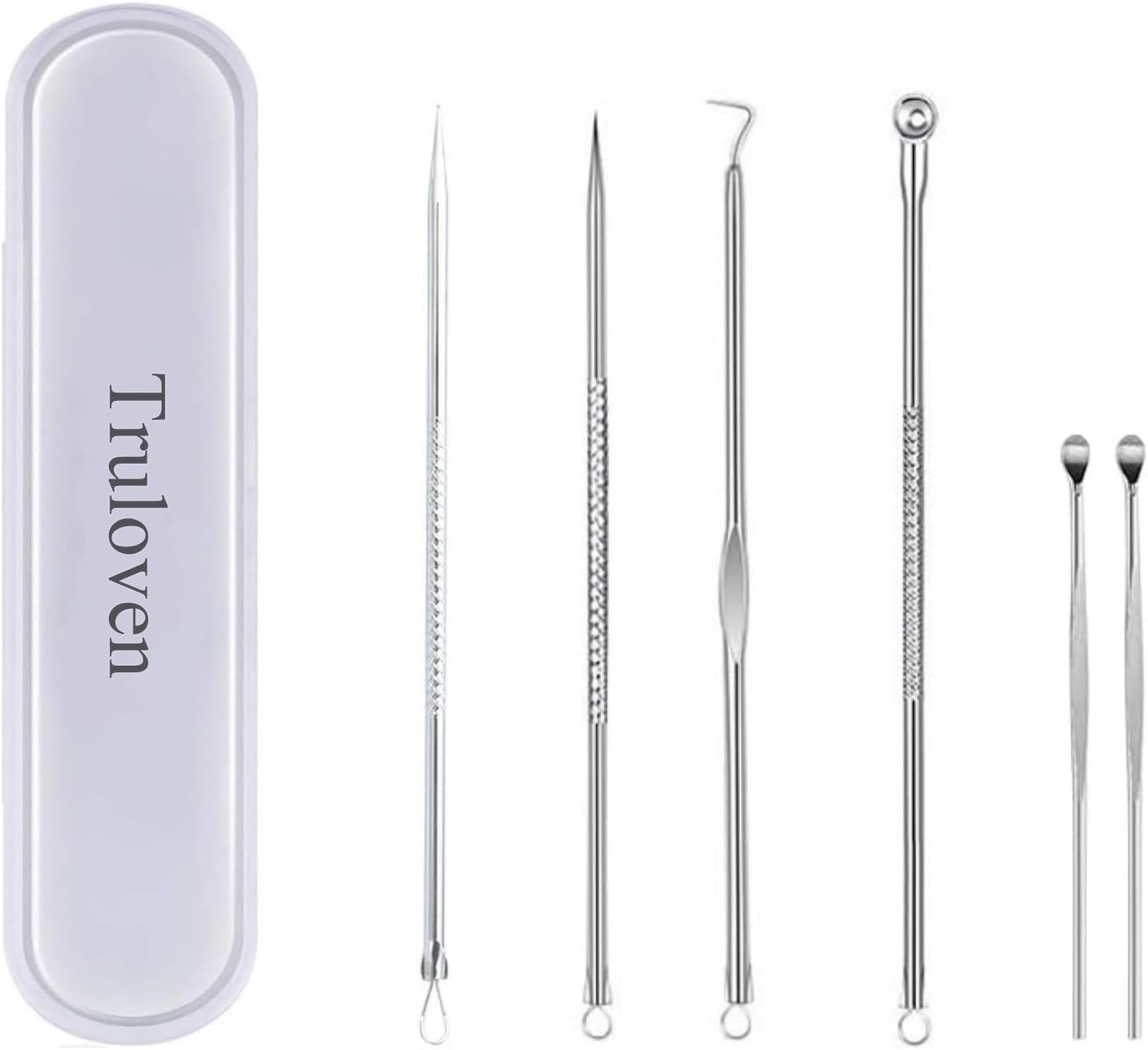 Truloven 6PCS Blackhead Remover, Blackhead Extractor, Pimple Extractor, Pimple Popper Tool Kit, Stainless Steel Blackhead, Facial Cleaning Tool
