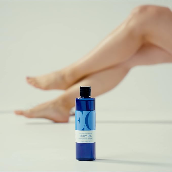 EO Body Oil for Massage & Moisture, French Lavender, 8-Ounce Bottles (Pack of 2)